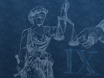 Title IX scales of justice with a finger on the scale