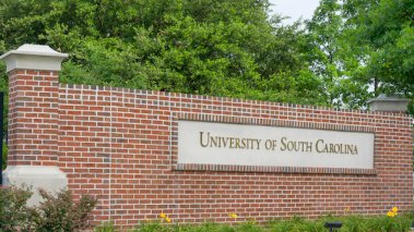 Entrance sign and logo to the campus of the University of South Carolina.