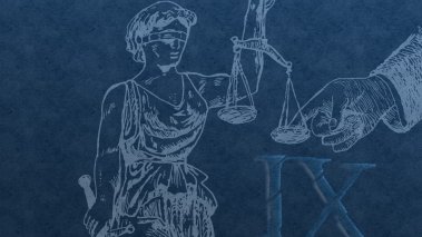 Title IX scales of justice with a finger on the scale