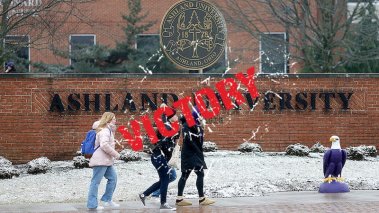 Ashland University students are seen walking on campus