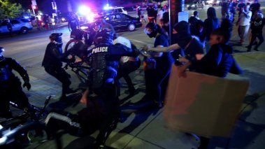 Cincinnati Police and protesters clash on May 29, 2020