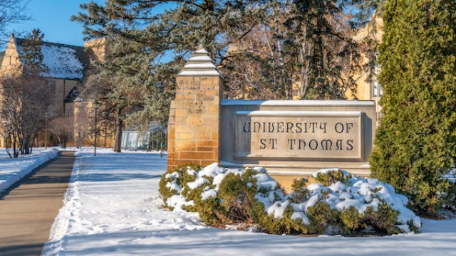 University of St. Thomas campus exterior and sign
