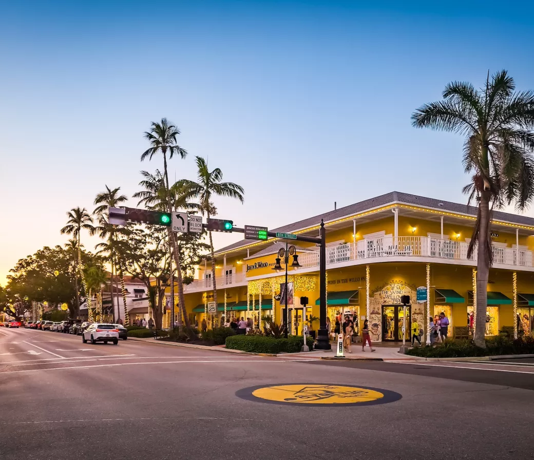 Naples Florida View of 5th avenue at sunset