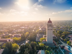 Aerial view of Stanford University in Palo Alto