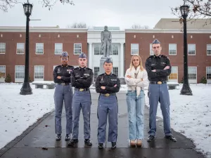 Norwich University Students Standing on the Quad