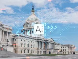 Capitol in Washington DC with AI networks