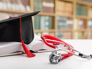 Stethoscope and graduate hat