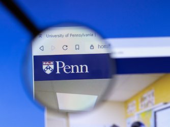 University of Pennsylvania website homepage logo visible on display screen.