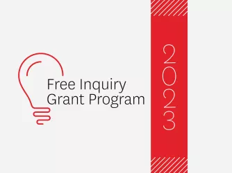 Lightbulb alongside the words "Free Inquiry Grant 2023"