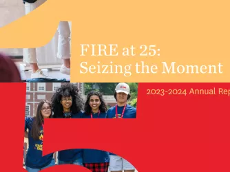 Cover of the FIRE 2023-2024 Annual Report reading: "FIRE at 25: Seizing the Moment"