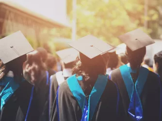 College graduates during commencement graduation ceremony