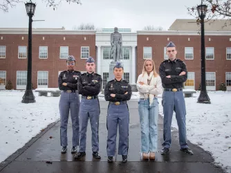 Norwich University Students Standing on the Quad