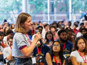 Student speaking at the 2024 FIRE Free Speech Leadership Summit