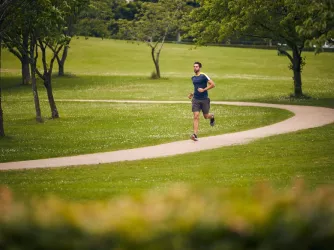 Man running in park