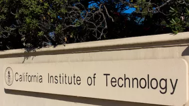 Entrance Sign on campus of the California Institute of Technology. Caltech is a research university in Pasadena, CA and home to 32 Nobel Prizes.