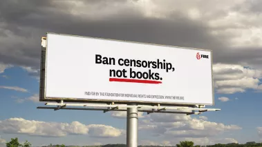 FIRE Billboard reads "Ban Censorship, Not Books"