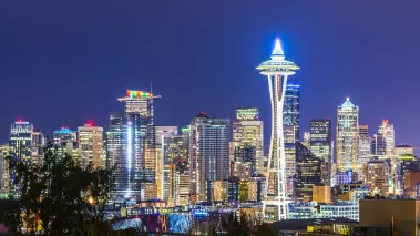 Seattle city scape on christmas night 