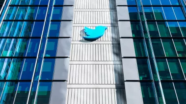 Twitter logo on building