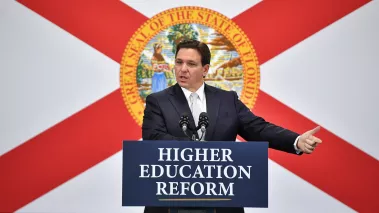 Governor Ron DeSantis announced his proposed legislation to reform higher education in Florida during a press conference Tuesday morning a State College of Florida in Bradenton.