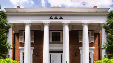 A Delta Delta Delta Sorority house in a college town