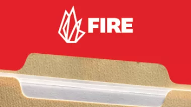 FIRE logo before a file with papers in it