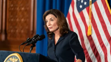 Kathy Hochul at the New York State Capitol Building