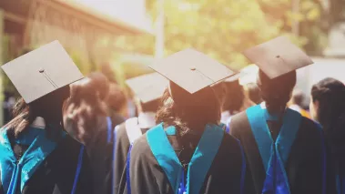 College graduates during commencement graduation ceremony