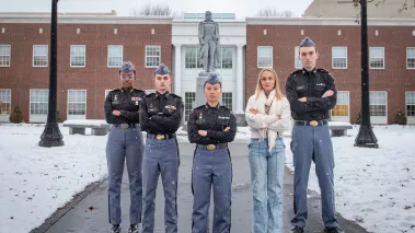 Norwich University Students Standing on the Quad