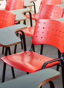 desks in a classroom