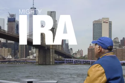 Ira Glasser looking over NYC skyline.