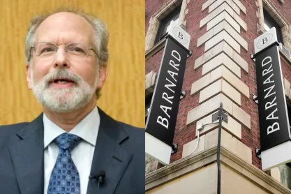 Professor Jonathan Rieder (left) and the Barnard liberal arts college in New York City