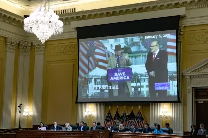 Video of John Eastman and Rudy Giuliani on January 6 played before a Congressional committee