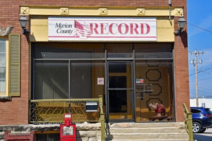 Entrance of the Marion County Record newspaper office in Kansas
