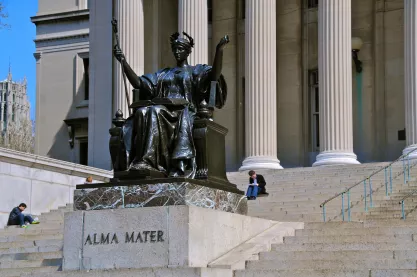 Columbia University Library and statue of Alma Mater