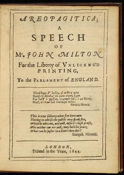 First page of Areopagitica by John Milton