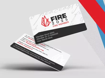 Two FIRE membership cards dated 2025