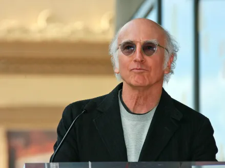 Larry David at the induction ceremony for Mary Steenburgen into the Hollywood Walk of Fame
