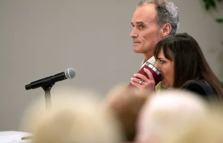 Former UW-La Crosse Chancellor Joe Gow and wife Carmen Wilson attend disciplinary hearing on June 19, 2024