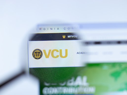 Virginia Commonwealth University website with logo