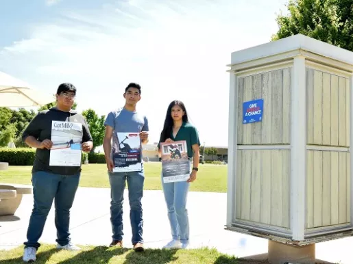 Clovis Community College students Daniel Flores, Alejandro Flores, and Juliette Colunga.